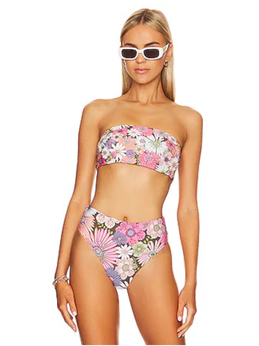 AGUA Bendita Floral Two-Piece Swimsuit Strapless